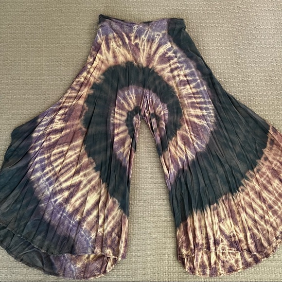 Pants & Jumpsuits Kathmandu Imports Spiral Tie Dye Hippie Festival Wide Leg Yogi Flowy Dance